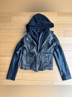 Vintage Y2K American Eagle faux leather olive khaki utility jacket bella swan